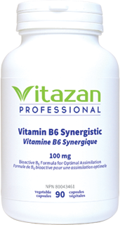 Vitamin B6 Synergistic 100mg, 90 Veg Caps, Vitazan