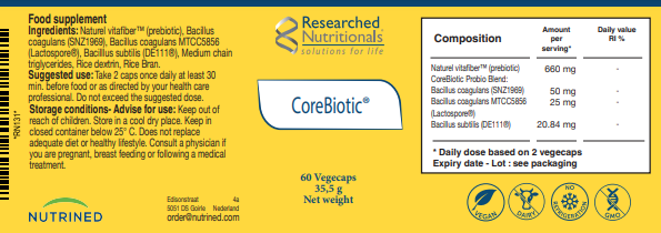 Corebiotic 60Veg Caps, Researched Nutritionals